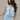 Sena Blue Denim Lace Front Tie Top - front view