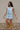 Sena Blue Denim Lace Front Tie Top - frontal side view