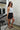 Elise White & Black Stripe Tank- full body side view