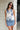Elaina Cream & Blue Floral Halter Tank- front view