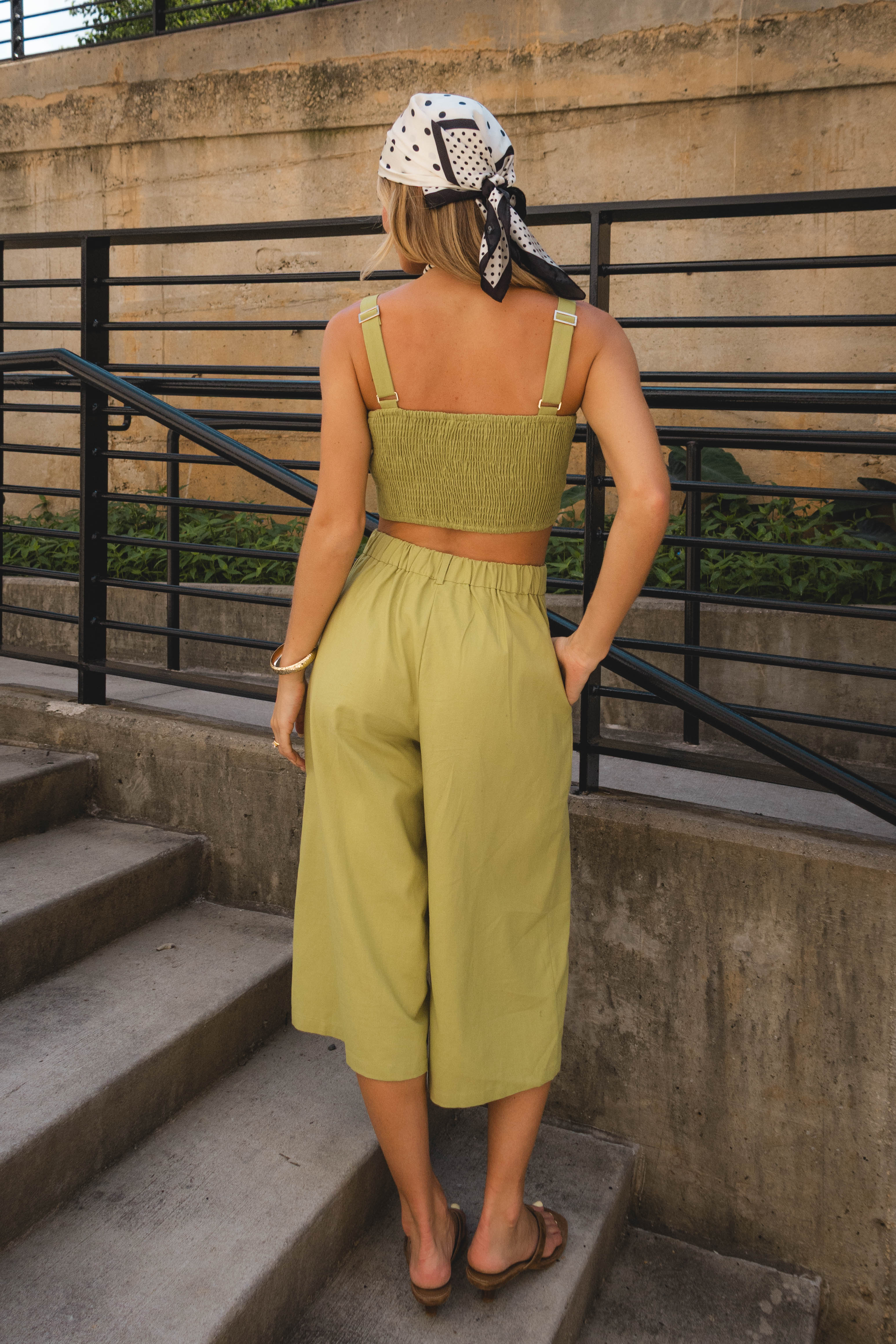 Julie Green Slit Cropped Pants - Lizard Thicket