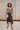 Reyna Black Satin Midi Wrap Skirt - full body front 