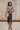 Reyna Black Satin Midi Wrap Skirt - full body front view