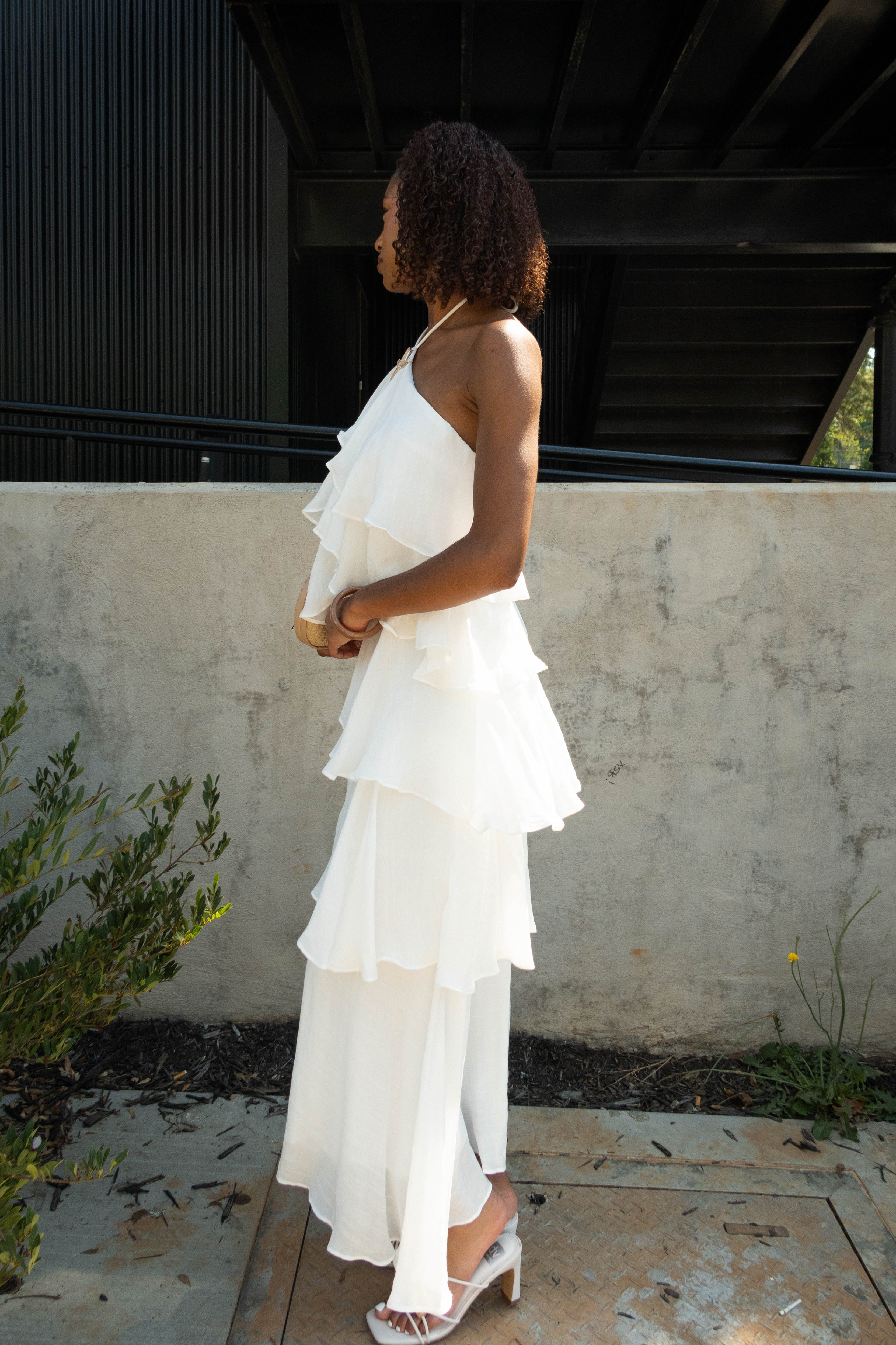 white tiered ruffle maxi dress ASOS Design Lace Insert Swing in MATERIAL POLYESTER White Front Cut Out Tiered