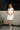 Brenna Cream Scarf Draped Mini Dress - full body front view