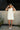 Brenna Cream Scarf Draped Mini Dress - full body fornt view