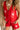 Talia Red Tropical Tie Front Top - close up