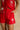 Talia Red Tropical Scalloped Shorts - left side close up