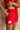 Talia Red Tropical Scalloped Shorts- right side close up