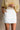Emmy White Linen Mini Skirt - close front view