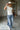 Shana White & Sage Stripe Ribbed Top - full body front view