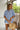 Ashton Blue & White Striped Button-Up Top- front view
