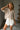 Mara Taupe & White Striped Short Sleeve Top - front view