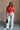 Ashleigh Red Cowl Neck Ruched Tank Top - full body front view