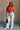 Ashleigh Red Cowl Neck Ruched Tank Top - full body front view