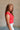 Ashleigh Red Cowl Neck Ruched Tank Top - close up side view