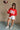 Georgia Red & White Short Sleeve Top - full body front view