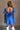 Rhea Royal Blue Short Puff Sleeve Mini Dress- full back view