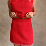 Charlotte Red & White Knit Mini Skirt- front view