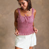 Bonnie Red & White Plaid Ruffle Tank- front top view