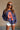 Monroe Washed Navy & Orange "A" Sweatshirt- close up front view