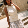 Reina Taupe & White Gingham Mini Skirt- front full view
