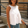 Davina White Peplum Tank- front view