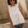 Lylah Cream Multi Floral Ruffle Tank- top view
