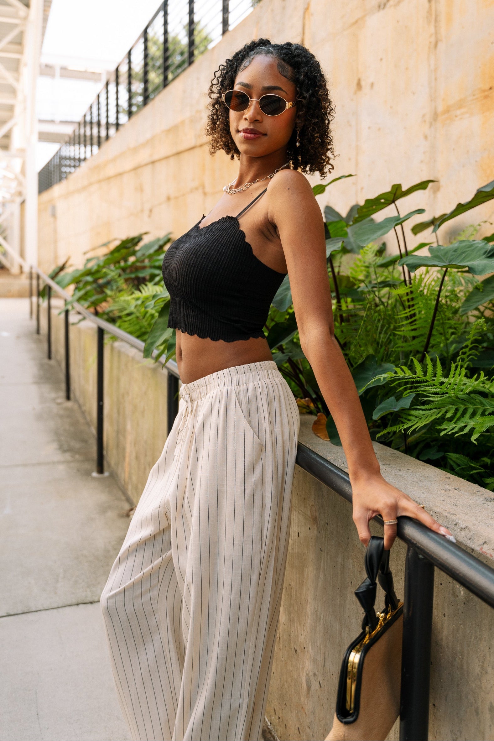 Noelle Black Scalloped Textured Brami- side view