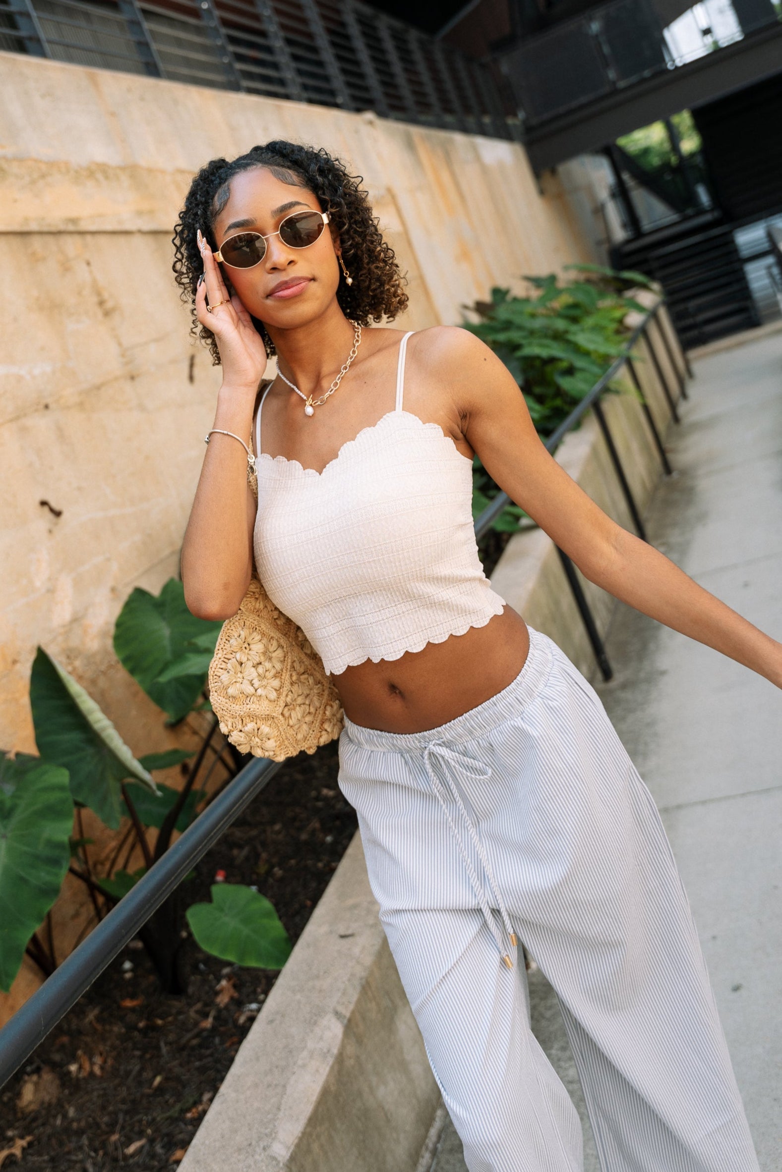 Noelle Blush Scalloped Textured Brami- full view