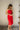 Alessandra Red & Gold Medallion Midi Dress - frontal side view
