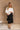 Stevie Black & White Polka Dot Lace Midi Skirt- full body view