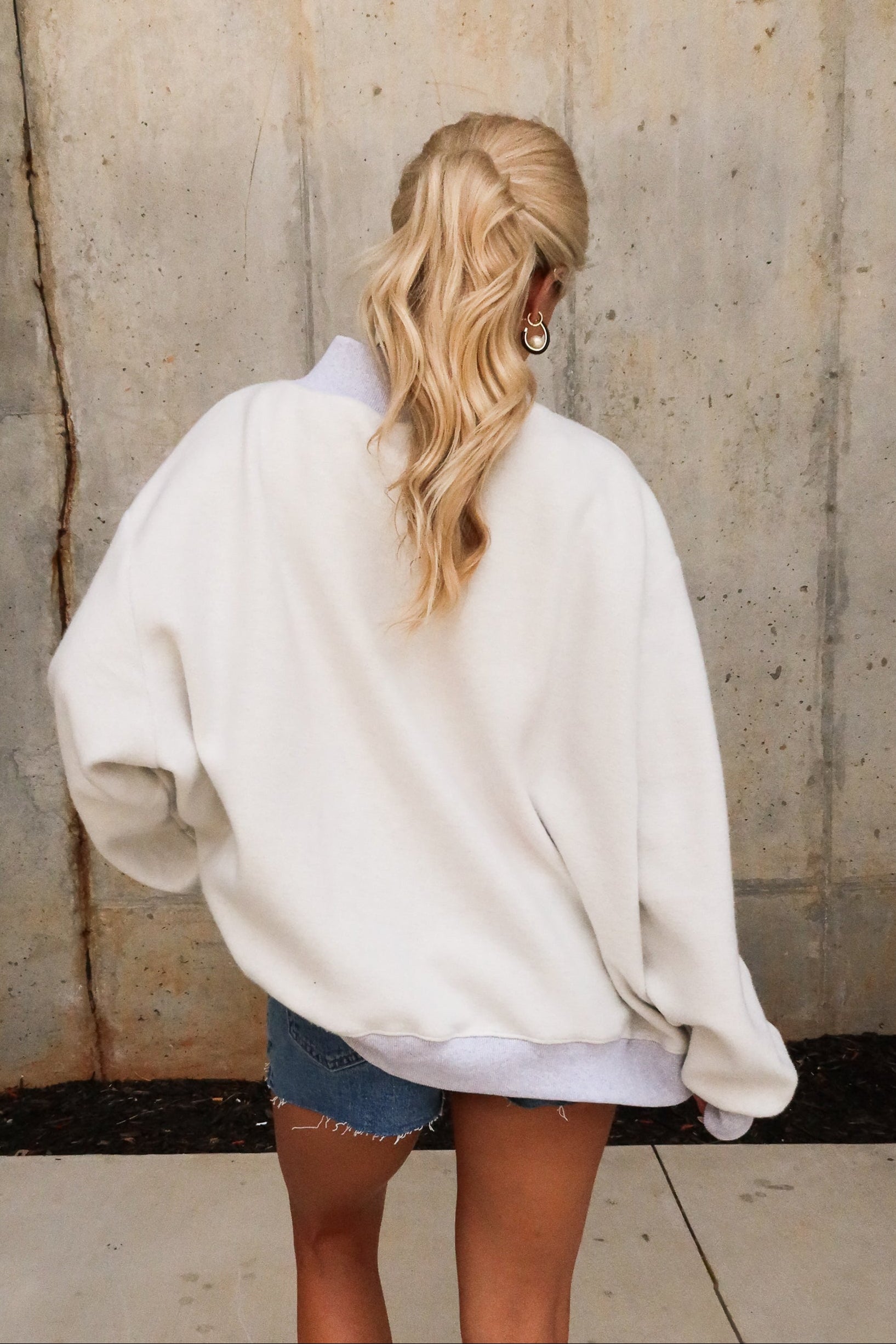 Georgia Reversible Mock Neck Sweatshirt- back view reversed