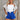 Alexa Blue Football Gameday Shorts- front view