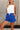 Alexa Blue Football Gameday Shorts- frontal side view