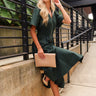 Jamie Green Slit Zip-Up Midi Dress- full frontal side view
