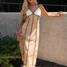Skylar Taupe Multi Colorblock Midi Dress- full body view