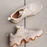 Sorel Kinetic Impact II Wonder Lace True Gold & Chalk Sneaker- left side flat lay view