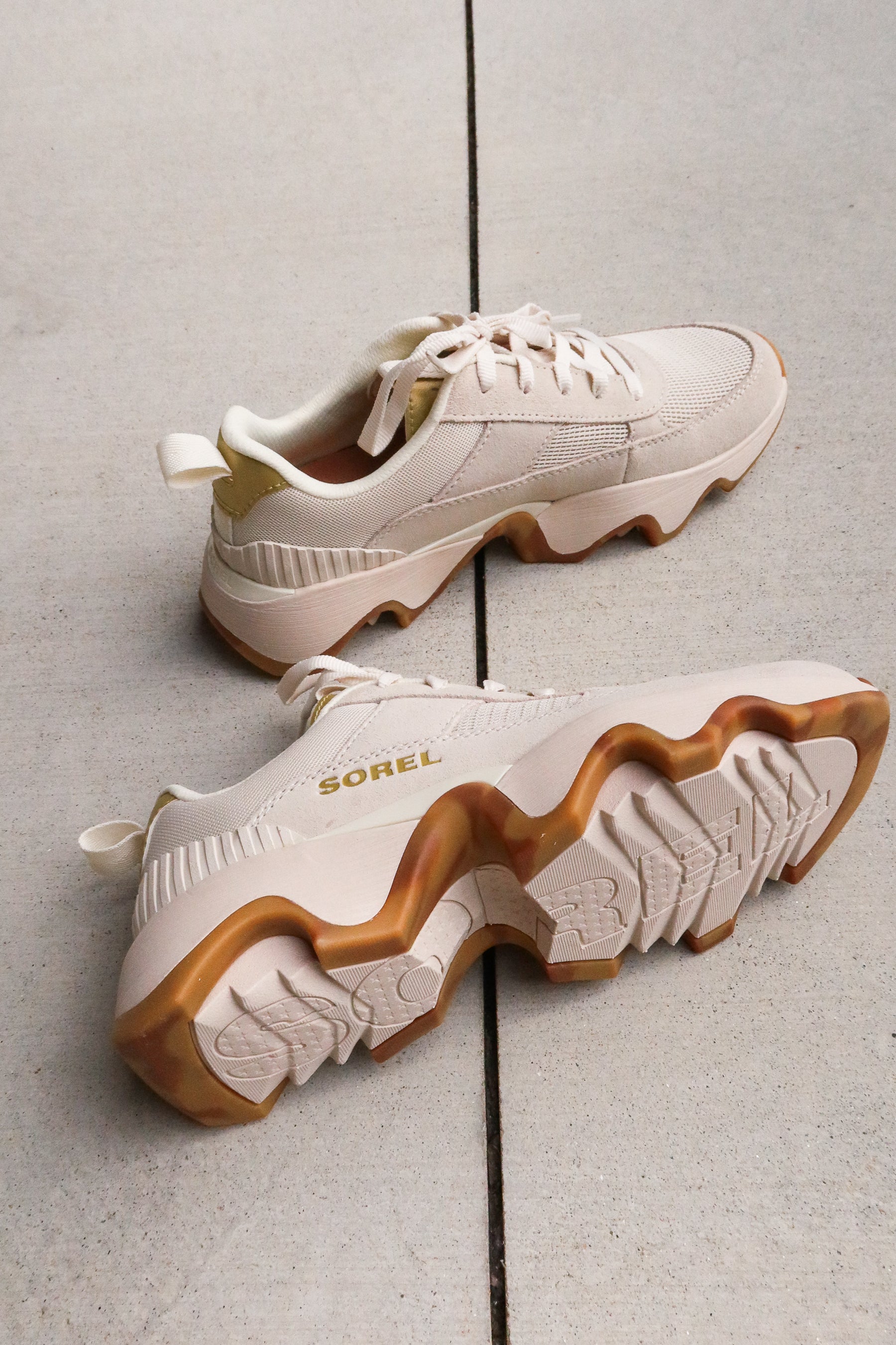 Sorel Kinetic Impact II Wonder Lace True Gold & Chalk Sneaker- sole view