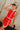 Naomi Red & White Trim Mini Skirt - angled front view