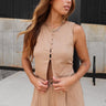 Eden Light Brown Buttoned Vest- front view
