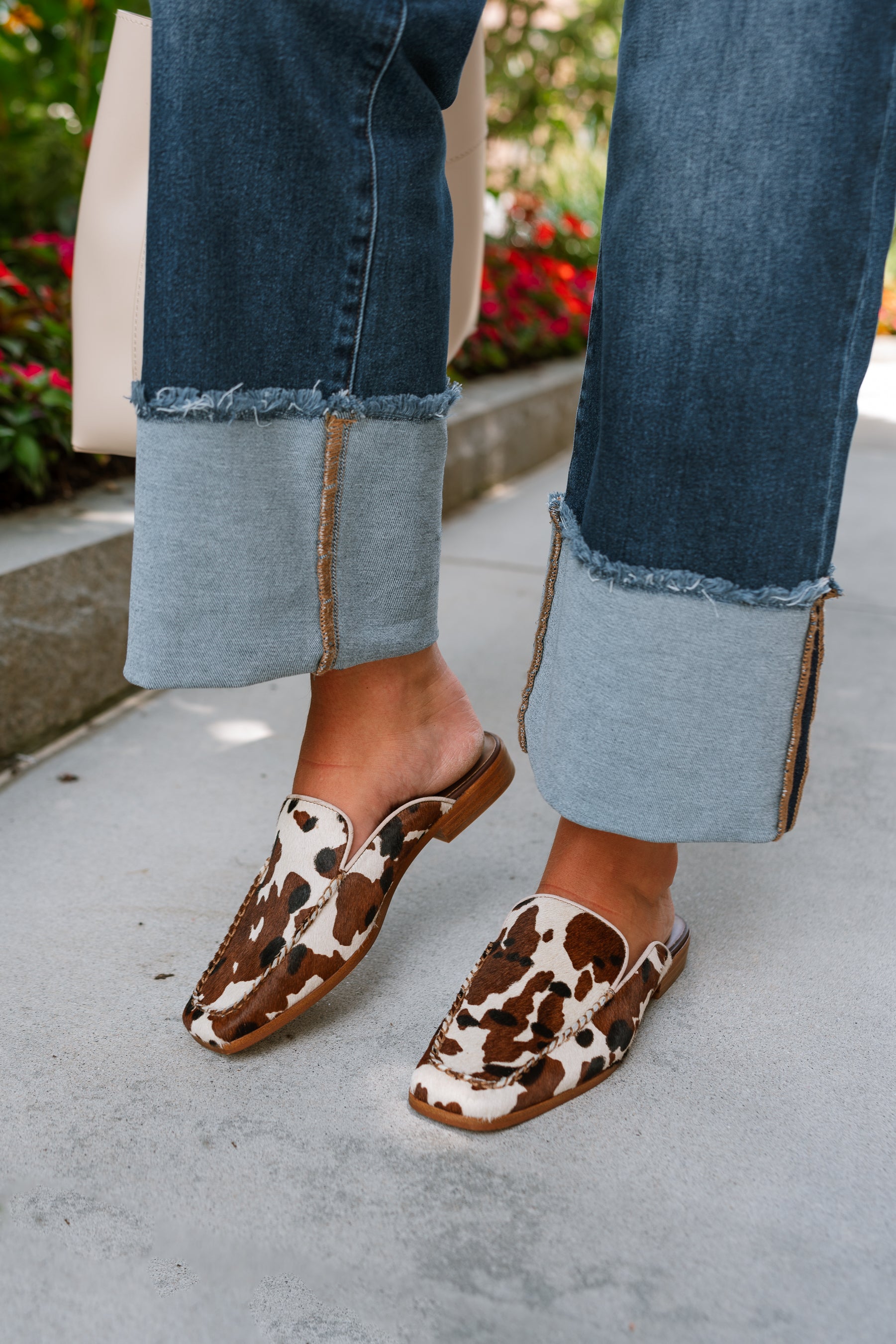 Dolce Vita Bradly Cocoa Taurus Calf Hair Flats- frontal side full view