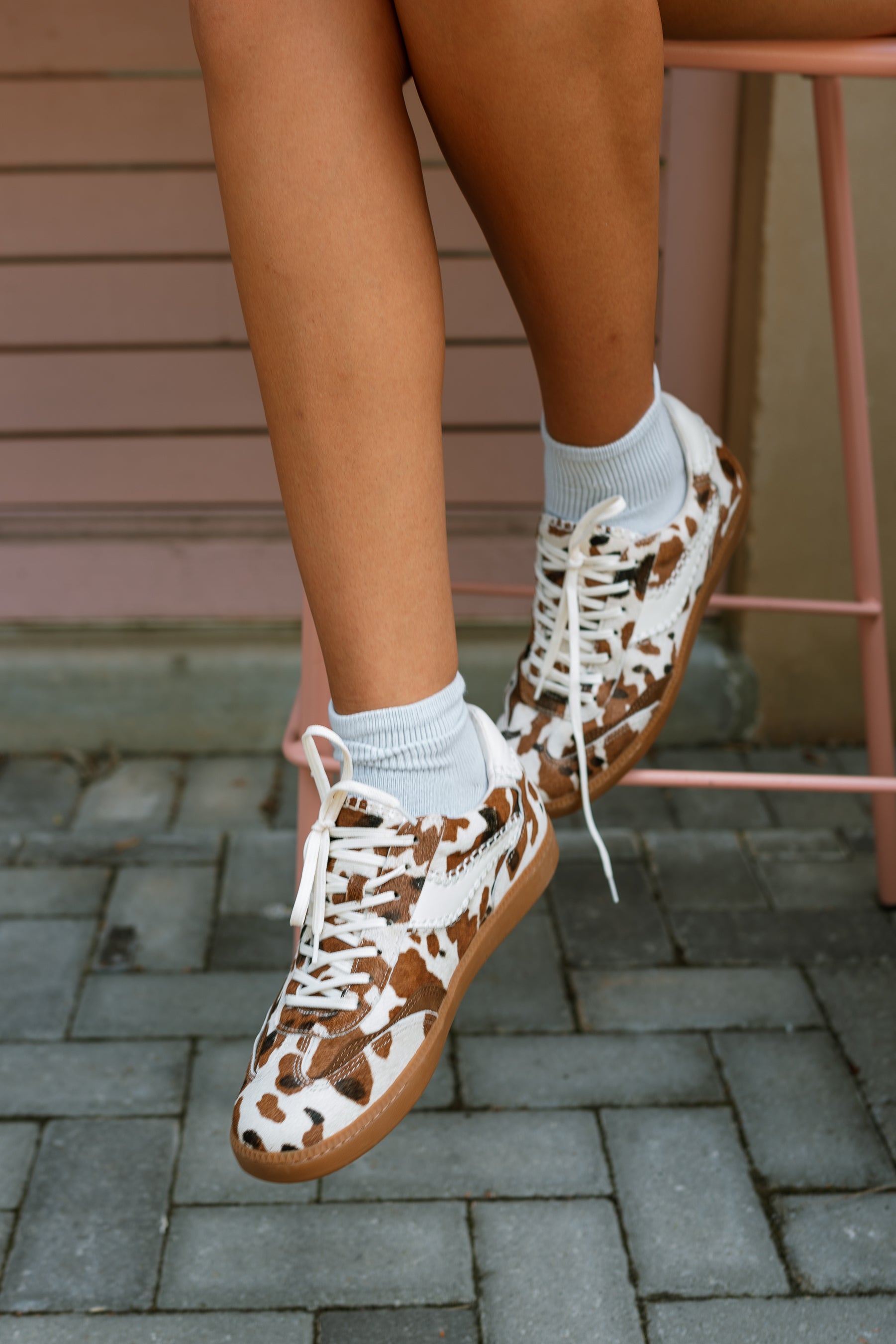 Dolce Vita Notice Stitch Cocoa Taurus Calf Hair Sneaker-top frontal side view