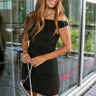 Layla Black Off-The-Shoulder Mini Dress- frontal side view