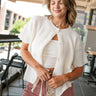 Claire Cream Button-Up Cardigan- front view