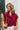 Victoria Burgundy Ruffle Button-Up Top - front view (tucked in)