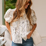 Lily Cream & Black Floral Short Sleeve Top - front