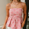 Molly Red & White Striped Floral Tank Top - front view