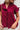 Victoria Burgundy Ruffle Button-Up Top - close front view (untucked)