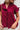 Victoria Burgundy Ruffle Button-Up Top - close front view (untucked)